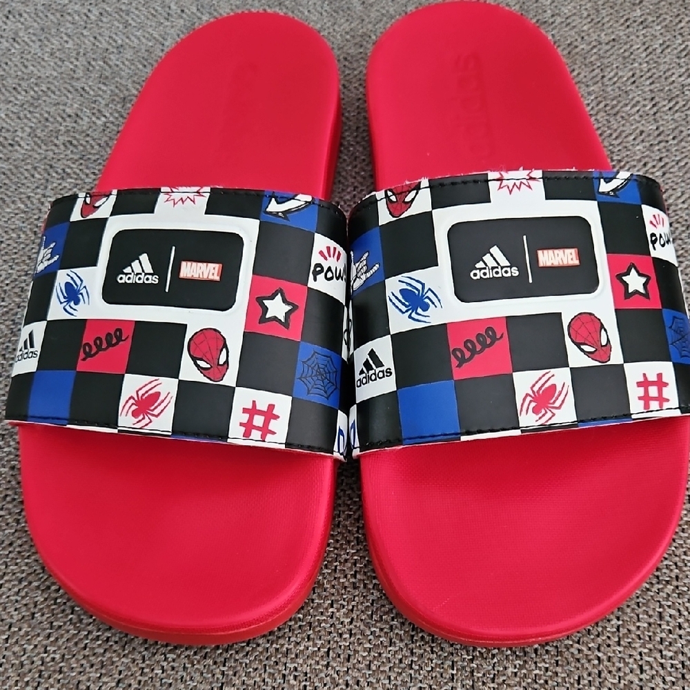Adidas Marvel Red and Black Slide Sandals